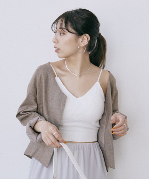 Happy John（ハッピージョン）の「short rib cup camisole/ショートリブカップキャミソール（キャミソール・レディース・ホワイト/ミント/ベージュ/ブラック・FREE）」の17枚目の写真