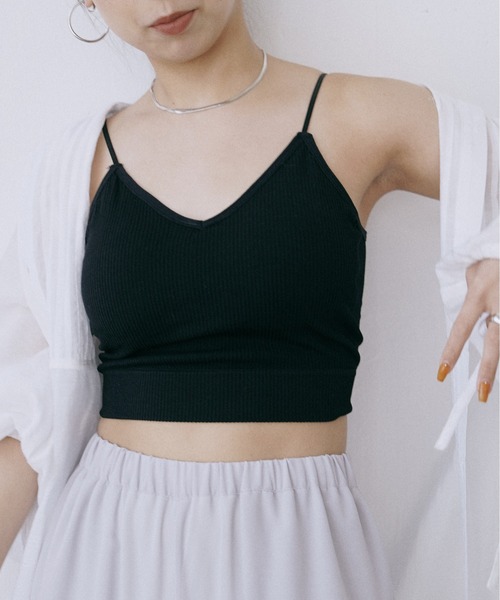 Happy John（ハッピージョン）の「short rib cup camisole/ショートリブカップキャミソール（キャミソール・レディース・ホワイト/ミント/ベージュ/ブラック・FREE）」の20枚目の写真