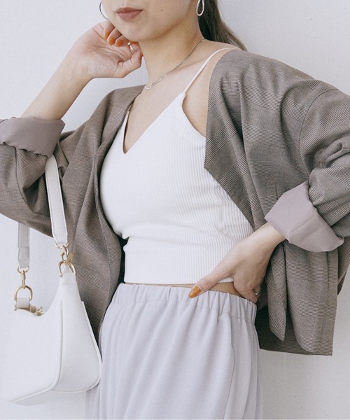 Happy John（ハッピージョン）の「short rib cup camisole/ショートリブカップキャミソール（キャミソール・レディース・ホワイト/ミント/ベージュ/ブラック・FREE）」の12枚目の写真