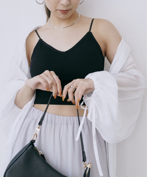 Happy John（ハッピージョン）の「short rib cup camisole/ショートリブカップキャミソール（キャミソール・レディース・ホワイト/ミント/ベージュ/ブラック・FREE）」の21枚目の写真