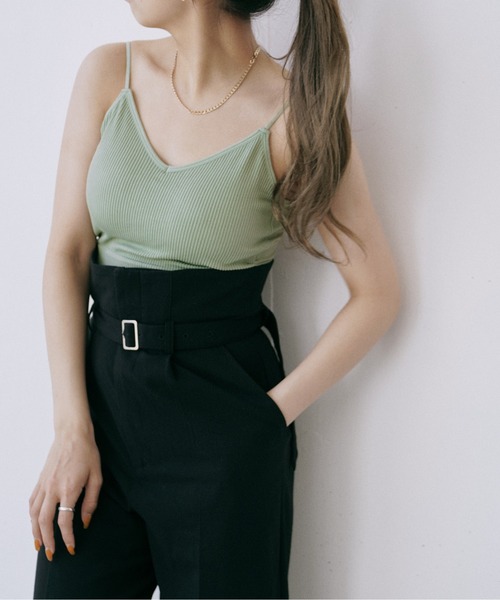 Happy John（ハッピージョン）の「short rib cup camisole/ショートリブカップキャミソール（キャミソール・レディース・ホワイト/ミント/ベージュ/ブラック・FREE）」の9枚目の写真
