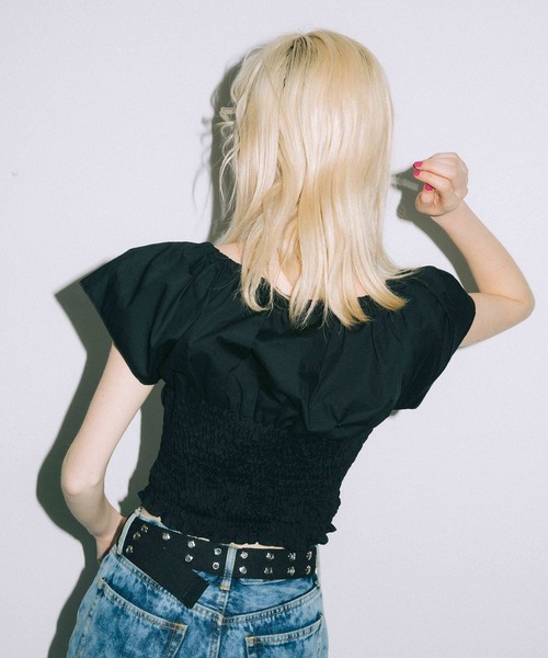 X-girl（エックスガール）の「BABY S/S BLOUSE（シャツ/ブラウス・レディース・ホワイト/ブラック/レッド・S/M）」の10枚目の写真