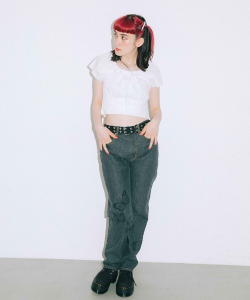 X-girl（エックスガール）の「BABY S/S BLOUSE（シャツ/ブラウス・レディース・ホワイト/ブラック/レッド・S/M）」の9枚目の写真