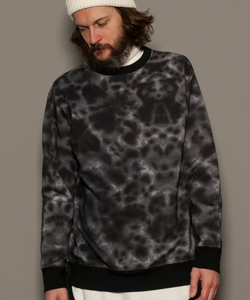 MONKEY TIME（モンキータイム）の「MT ウラケ マーブル プリント スウェット ◆（スウェット・メンズ・ホワイト/ブラック・SMALL/MEDIUM/LARGE/X-LARGE）」の4枚目の写真