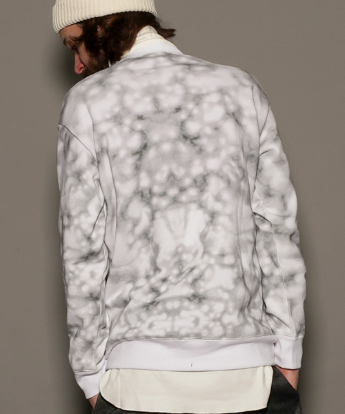 MONKEY TIME（モンキータイム）の「MT ウラケ マーブル プリント スウェット ◆（スウェット・メンズ・ホワイト/ブラック・SMALL/MEDIUM/LARGE/X-LARGE）」の6枚目の写真