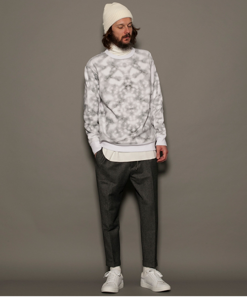 MONKEY TIME（モンキータイム）の「MT ウラケ マーブル プリント スウェット ◆（スウェット・メンズ・ホワイト/ブラック・SMALL/MEDIUM/LARGE/X-LARGE）」の7枚目の写真