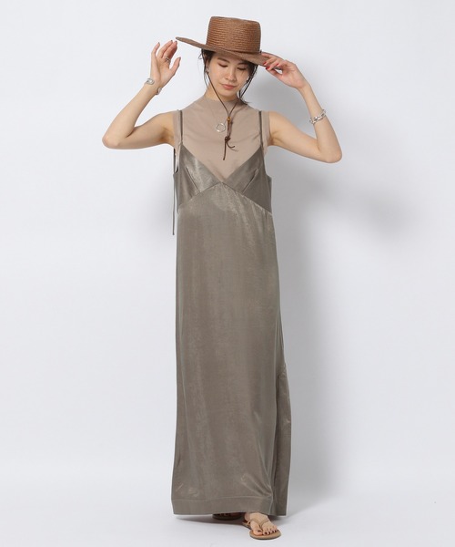 BABYLONE（バビロン）の「BABYLONE / サテンスリットキャミワンピース【手洗い可】（ワンピース・レディース・ブラック/グレー・フリー）」の9枚目の写真