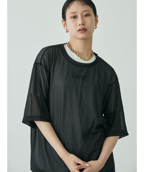 GARAGE OF GOOD CLOTHING(ガレージオブグッドクロージング)の「トリコットシフォン半袖プルオーバー*(Tシャツ/カットソー・レディース・ライトグレー/ホワイト/ブラック・FREE)」の6枚目の写真