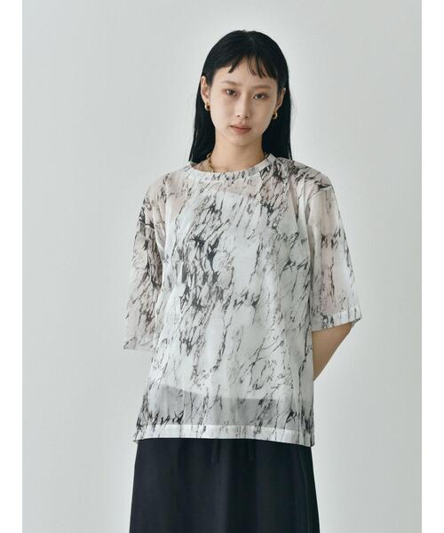 GARAGE OF GOOD CLOTHING(ガレージオブグッドクロージング)の「トリコットシフォン半袖プルオーバー*(Tシャツ/カットソー・レディース・ライトグレー/ホワイト/ブラック・FREE)」の8枚目の写真