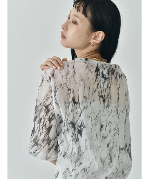 GARAGE OF GOOD CLOTHING(ガレージオブグッドクロージング)の「トリコットシフォン半袖プルオーバー*(Tシャツ/カットソー・レディース・ライトグレー/ホワイト/ブラック・FREE)」の14枚目の写真