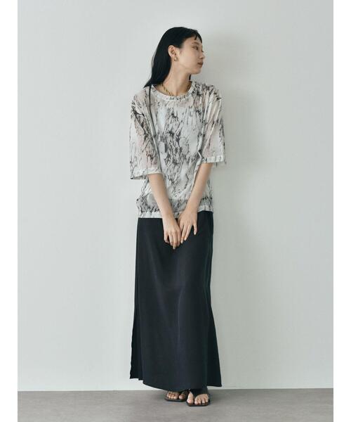 GARAGE OF GOOD CLOTHING(ガレージオブグッドクロージング)の「トリコットシフォン半袖プルオーバー*(Tシャツ/カットソー・レディース・ライトグレー/ホワイト/ブラック・FREE)」の16枚目の写真