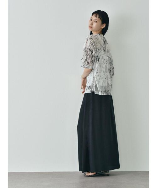 GARAGE OF GOOD CLOTHING(ガレージオブグッドクロージング)の「トリコットシフォン半袖プルオーバー*(Tシャツ/カットソー・レディース・ライトグレー/ホワイト/ブラック・FREE)」の18枚目の写真