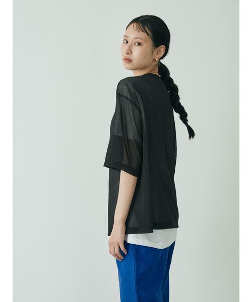 GARAGE OF GOOD CLOTHING(ガレージオブグッドクロージング)の「トリコットシフォン半袖プルオーバー*(Tシャツ/カットソー・レディース・ライトグレー/ホワイト/ブラック・FREE)」の22枚目の写真