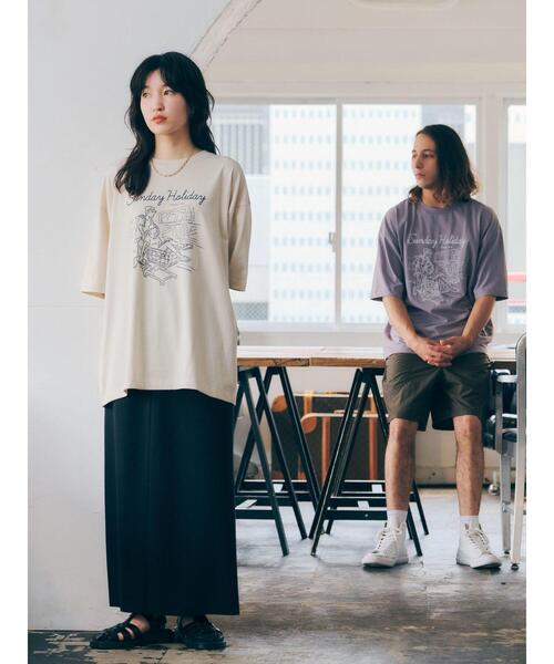 SEVENDAYS=SUNDAY(セブンデイズサンデイ)の「SUNDAY TEE *(Tシャツ/カットソー・レディース・アイボリー/グレー・M/L/S)」の5枚目の写真