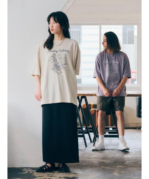SEVENDAYS=SUNDAY(セブンデイズサンデイ)の「SUNDAY TEE *(Tシャツ/カットソー・レディース・アイボリー/グレー・M/L/S)」の6枚目の写真