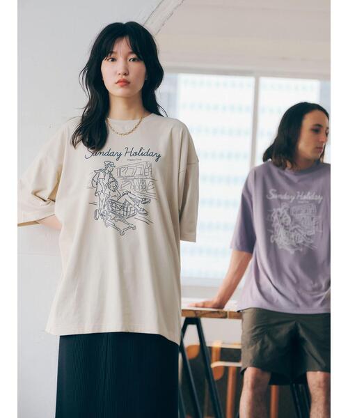 SEVENDAYS=SUNDAY(セブンデイズサンデイ)の「SUNDAY TEE *(Tシャツ/カットソー・レディース・アイボリー/グレー・M/L/S)」の7枚目の写真