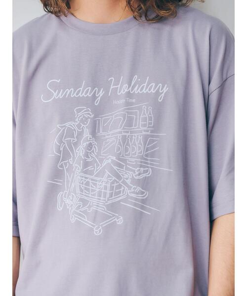 SEVENDAYS=SUNDAY(セブンデイズサンデイ)の「SUNDAY TEE *(Tシャツ/カットソー・レディース・アイボリー/グレー・M/L/S)」の14枚目の写真