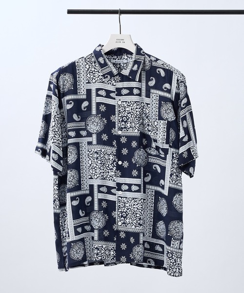 COLONY 2139（コロニートゥーワンスリーナイン）の「ペイズリー/花柄/小紋柄オープンカラーシャツ(ユニセックス可)/総柄オープンカラーシャツ（シャツ/ブラウス・メンズ・ブラック/ホワイト/ネイビー/ブラック系その他/ダークネイビー・LARGE/MEDIUM）」の8枚目の写真