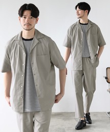 【セットアップ2点セット】接触冷感＆抗菌防臭加工生地／ウォッシャブルオープンカラーシャツ＆イージーテーパードパンツ セットアップ