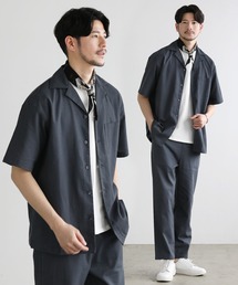 【セットアップ2点セット】接触冷感&抗菌防臭加工生地/ウォッシャブルオープンカラーシャツ&イージーテーパードパンツ セットアップ