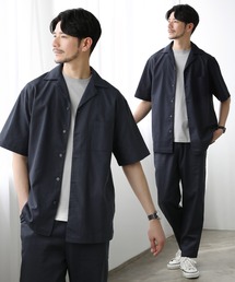 【セットアップ2点セット】接触冷感&抗菌防臭加工生地/ウォッシャブルオープンカラーシャツ&イージーテーパードパンツ セットアップ