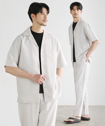 【セットアップ2点セット】接触冷感＆抗菌防臭加工生地／ウォッシャブルオープンカラーシャツ＆イージーテーパードパンツ セットアップ