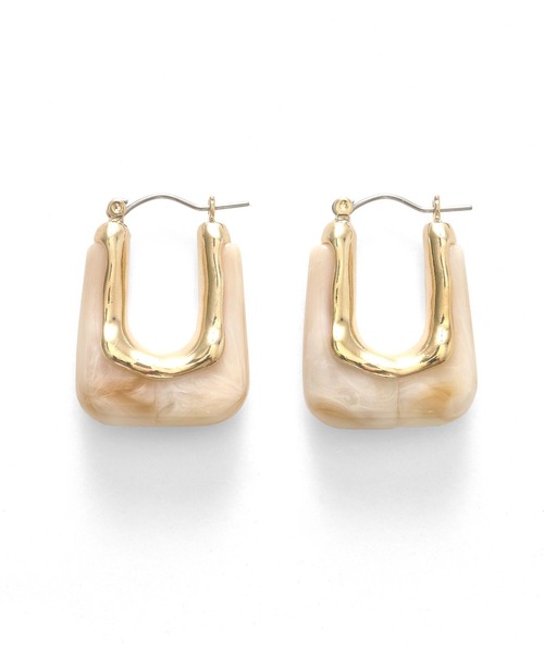 Alluge（アルージュ）の「ヘンケイスクエアピアス（ピアス（両耳用）・レディース・アイボリー/クリア・FREE）」の6枚目の写真