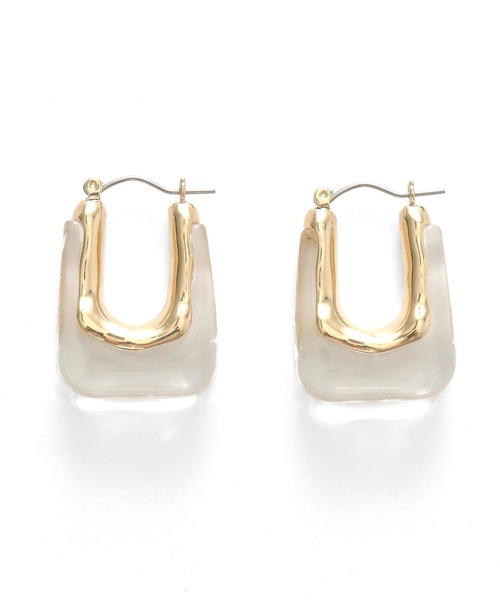 Alluge（アルージュ）の「ヘンケイスクエアピアス（ピアス（両耳用）・レディース・アイボリー/クリア・FREE）」の7枚目の写真