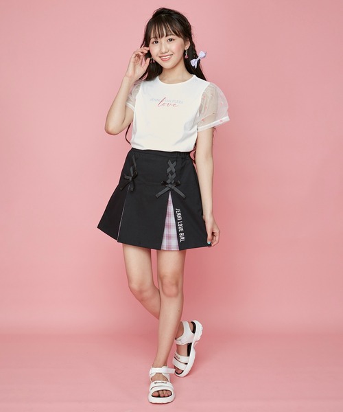 JENNI love（ジェニィラブ）の「チェリーチュールスリーブTシャツ（Tシャツ/カットソー・キッズ・オフホワイト/ブラック/ラベンダー・140cm/130cm/150cm/160cm）」の9枚目の写真