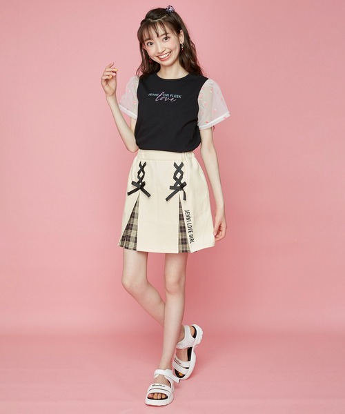 JENNI love（ジェニィラブ）の「チェリーチュールスリーブTシャツ（Tシャツ/カットソー・キッズ・オフホワイト/ブラック/ラベンダー・140cm/130cm/150cm/160cm）」の5枚目の写真