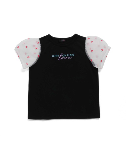 JENNI love（ジェニィラブ）の「チェリーチュールスリーブTシャツ（Tシャツ/カットソー・キッズ・オフホワイト/ブラック/ラベンダー・140cm/130cm/150cm/160cm）」の4枚目の写真
