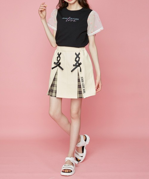 JENNI love（ジェニィラブ）の「チェリーチュールスリーブTシャツ（Tシャツ/カットソー・キッズ・オフホワイト/ブラック/ラベンダー・140cm/130cm/150cm/160cm）」の18枚目の写真