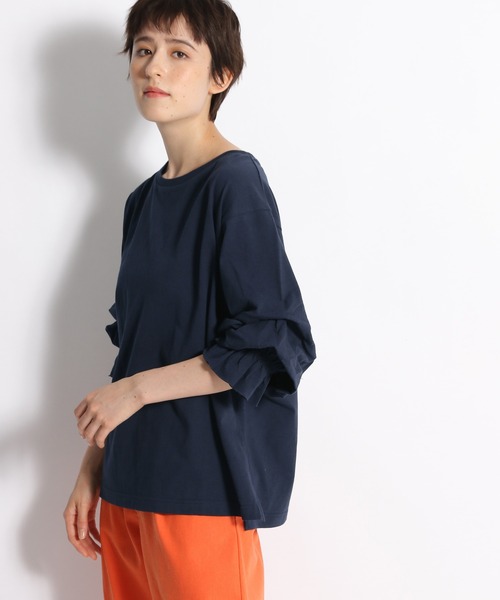 niko and...（ニコアンド）の「袖タックボリュームプルオーバー（Tシャツ/カットソー・レディース・ネイビー/オフホワイト/グリーン/ラベンダー/ホワイト・MEDIUM/LARGE）」の4枚目の写真