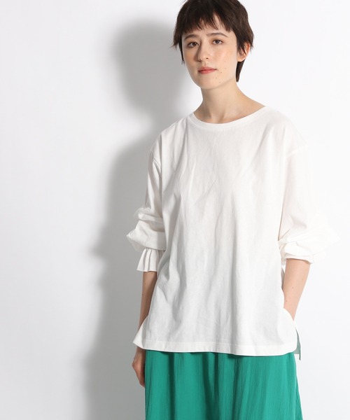 niko and...（ニコアンド）の「袖タックボリュームプルオーバー（Tシャツ/カットソー・レディース・ネイビー/オフホワイト/グリーン/ラベンダー/ホワイト・MEDIUM/LARGE）」の3枚目の写真