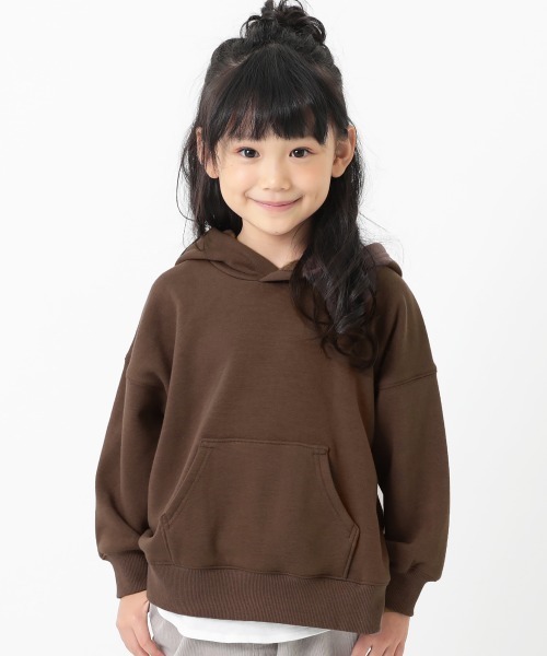 devirock（デビロック）の「【裏起毛】ビッグシルエット裏シャギープルパーカー（パーカー・キッズ・ブルー系その他/ダークベージュ/モカ/ダークオリーブ/ブラック/パープル系その他・160cm/100cm/140cm/120cm/110cm/130cm/150cm）」の3枚目の写真