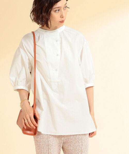 Ray BEAMS（レイビームス）の「Ray BEAMS / バックオープン バンドカラー ブラウス（シャツ/ブラウス・レディース・ホワイト/ブラック・ONE SIZE）」の5枚目の写真