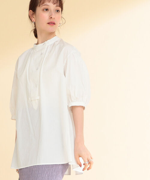 Ray BEAMS（レイビームス）の「Ray BEAMS / バックオープン バンドカラー ブラウス（シャツ/ブラウス・レディース・ホワイト/ブラック・ONE SIZE）」の9枚目の写真