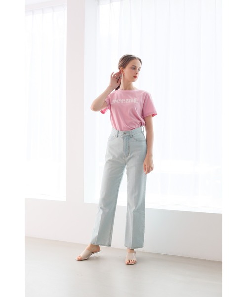 Seemi. byNICECLAUP（ シーミーバイナイスクラップ）の「Seemi.刺繍T（Tシャツ/カットソー・レディース・ホワイト/スモークピンク/ピンク・FREE）」の8枚目の写真