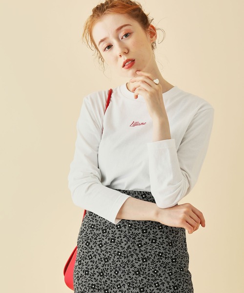 MADEMOISELLE ROPE'（マドモアゼル ロペ）の「ロゴ刺繍パリジェンヌロングスリーブTシャツ（Tシャツ/カットソー・レディース・ホワイト/ブラック・38）」の10枚目の写真