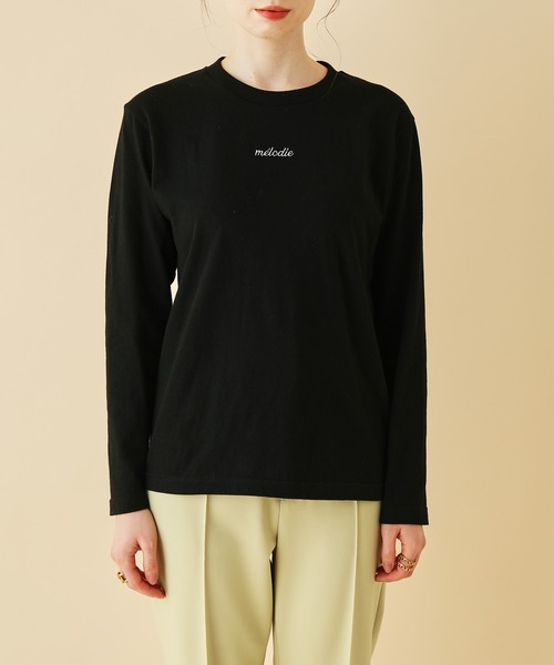 MADEMOISELLE ROPE'（マドモアゼル ロペ）の「ロゴ刺繍パリジェンヌロングスリーブTシャツ（Tシャツ/カットソー・レディース・ホワイト/ブラック・38）」の11枚目の写真