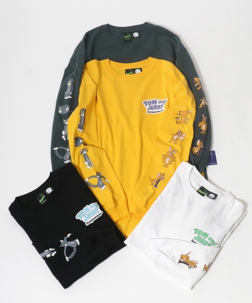 Tom&Jerry(トムアンドジェリー)の「TOM&JERRY トムとジェリー袖プリントロンT(Tシャツ/カットソー・メンズ・ホワイト/ブラック/ダークグリーン/イエロー/ブルー・M/L/XL)」の20枚目の写真