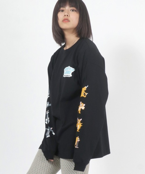 Tom&Jerry(トムアンドジェリー)の「TOM&JERRY トムとジェリー袖プリントロンT(Tシャツ/カットソー・メンズ・ホワイト/ブラック/ダークグリーン/イエロー/ブルー・M/L/XL)」の13枚目の写真