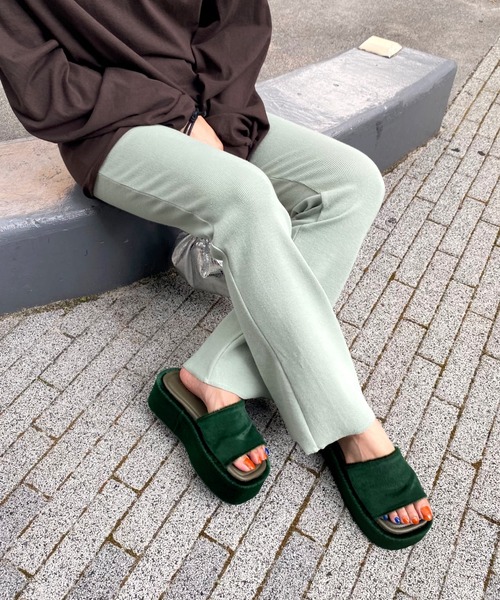 WHO'S WHO gallery（フーズフーギャラリー）の「【SLOPPY/スロッピー】リブパン（その他パンツ・レディース・オートミール/ブラック/ブラウン/サックスブルー/ミント・FREE）」の4枚目の写真