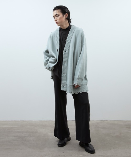 unlow（アンロー）の「ビッグシルエットダメージニットカーディガン（カーディガン/ボレロ・メンズ・イエロー/ブルーグレー/ブラック・FREE）」の10枚目の写真