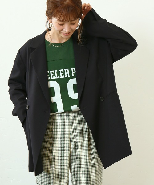Simplicite（サンプリシテ）の「W前テーラージャケット◆（テーラードジャケット・レディース・ネイビー/ベージュ系その他・FREE）」の2枚目の写真