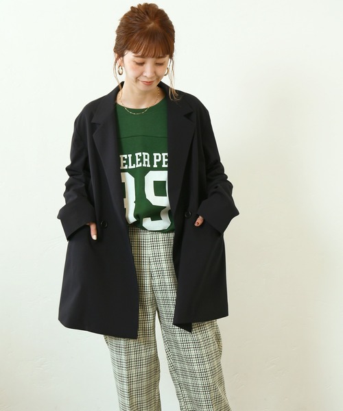 Simplicite（サンプリシテ）の「W前テーラージャケット◆（テーラードジャケット・レディース・ネイビー/ベージュ系その他・FREE）」の4枚目の写真