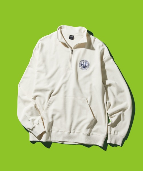 HUF（ハフ）の「REGIONAL HALF ZIP FLEECE / HUF ハーフジップ フリース（スウェット・メンズ・オフホワイト/ブラウン系その他/ブラック・MEDIUM/XX-LARGE/SMALL/X-LARGE/LARGE）」の16枚目の写真