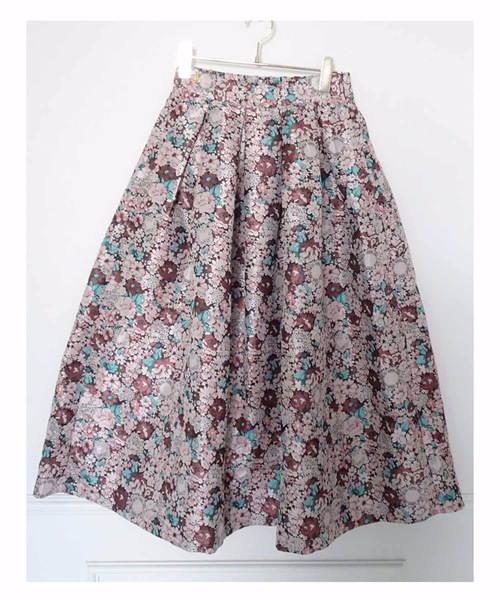 M y u（ミュー）の「フラワージャガード 贅沢フレアスカート（スカート・レディース・ブラック/ブラウン・FREE）」の15枚目の写真