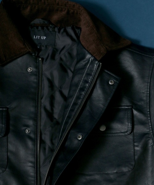 ANPAS(アンパス)の「Melton & Synthetic Leather Coverall/メルトン フェイクレザー カバーオールジャケット(ブルゾン・メンズ・ライトグレー/ブラック/ネイビー・LL/M/L)」の21枚目の写真