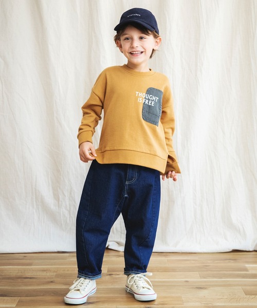 BRANSHES(ブランシェス)の「【ポケットつき】裏毛トレーナー(スウェット・キッズ・キャメル/アイボリー/ネイビー・100/90/110/120/150/130/140)」の4枚目の写真